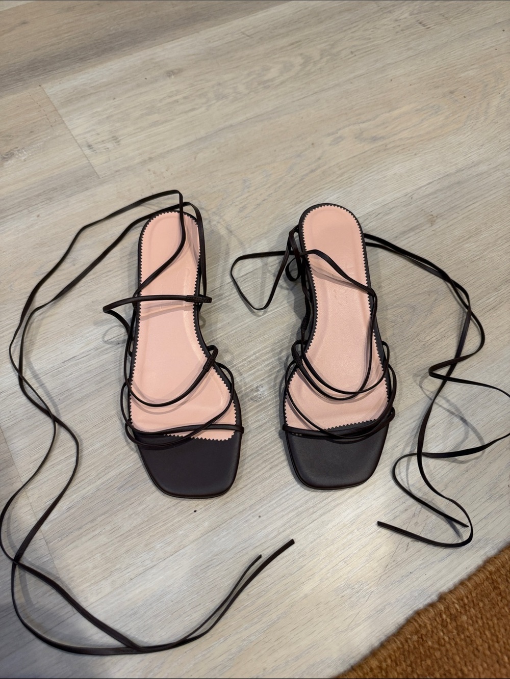 J. Crew Black Lace-Up Square-Toe Sandals